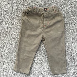 Baby Boden 3-6mo light brown pants with red stitching